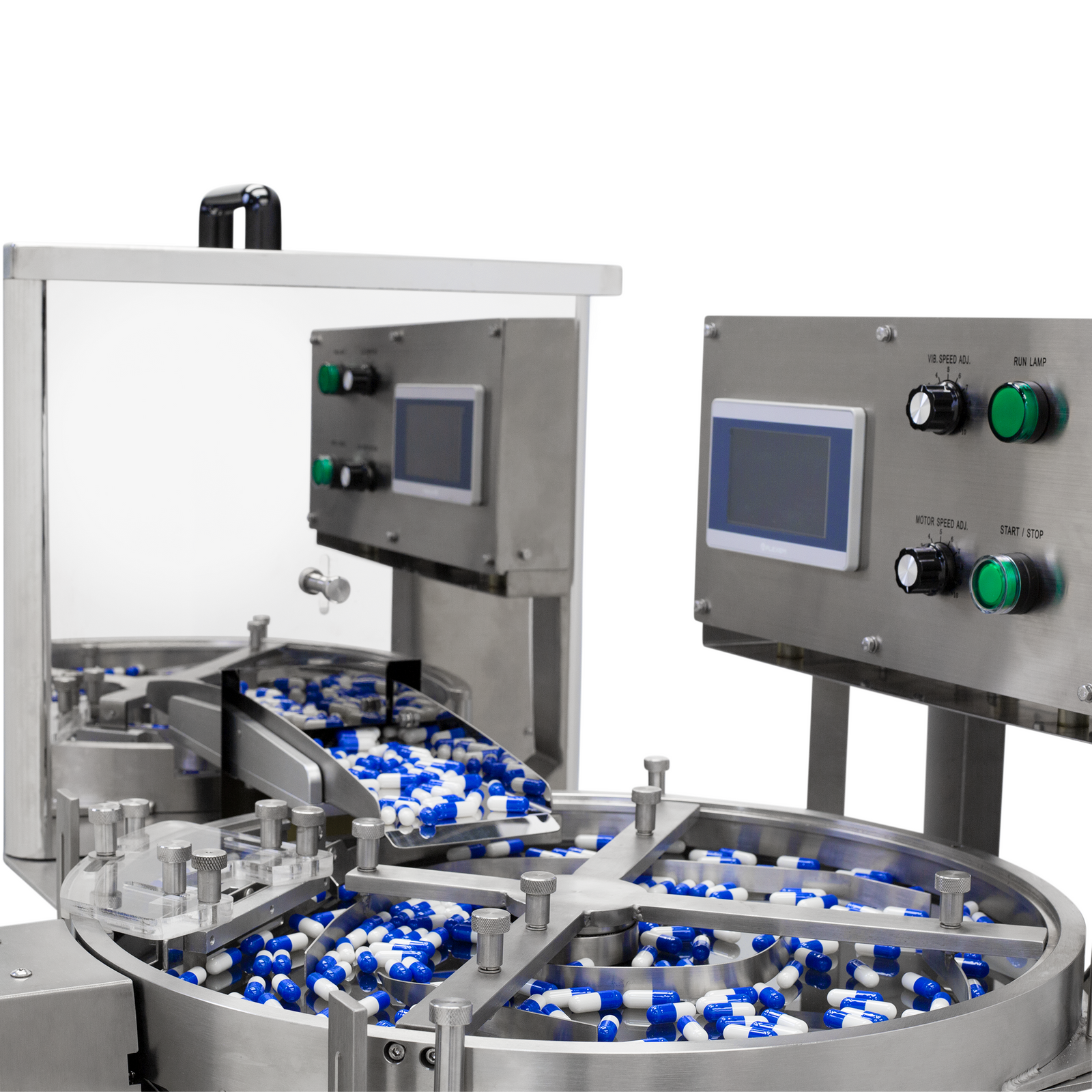 Shows how pills are distributed in the JORES TECHNOLOGIES® pill counter while operating.