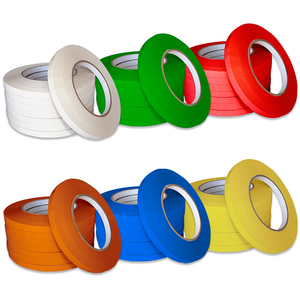 Several rolls of different colors of bag closer tapes