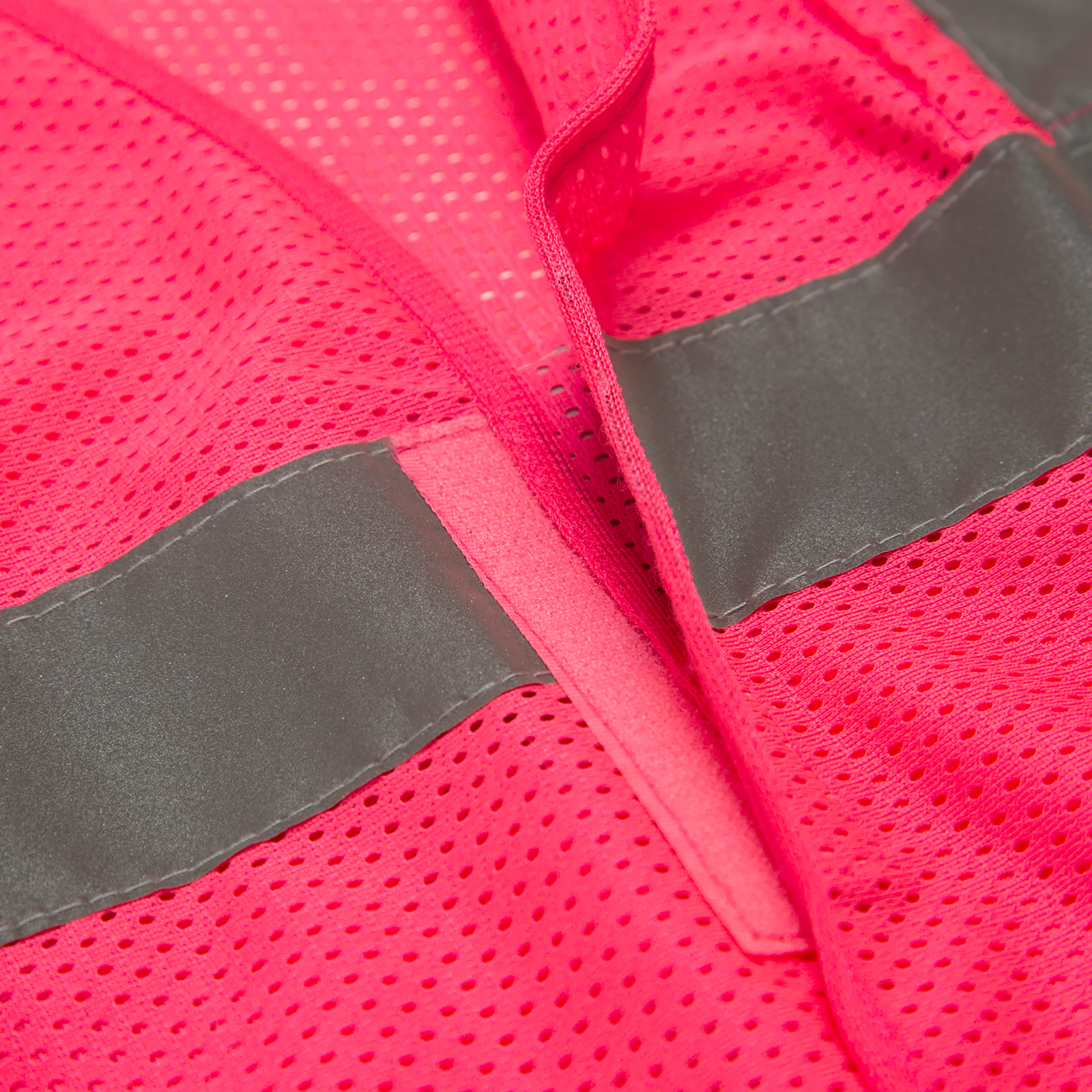 Pink safety vest with hook and loop closure and one pocket
