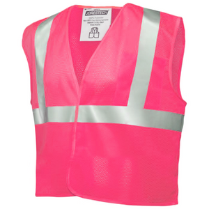 High visibility pink safety vest with reflective strips for kids