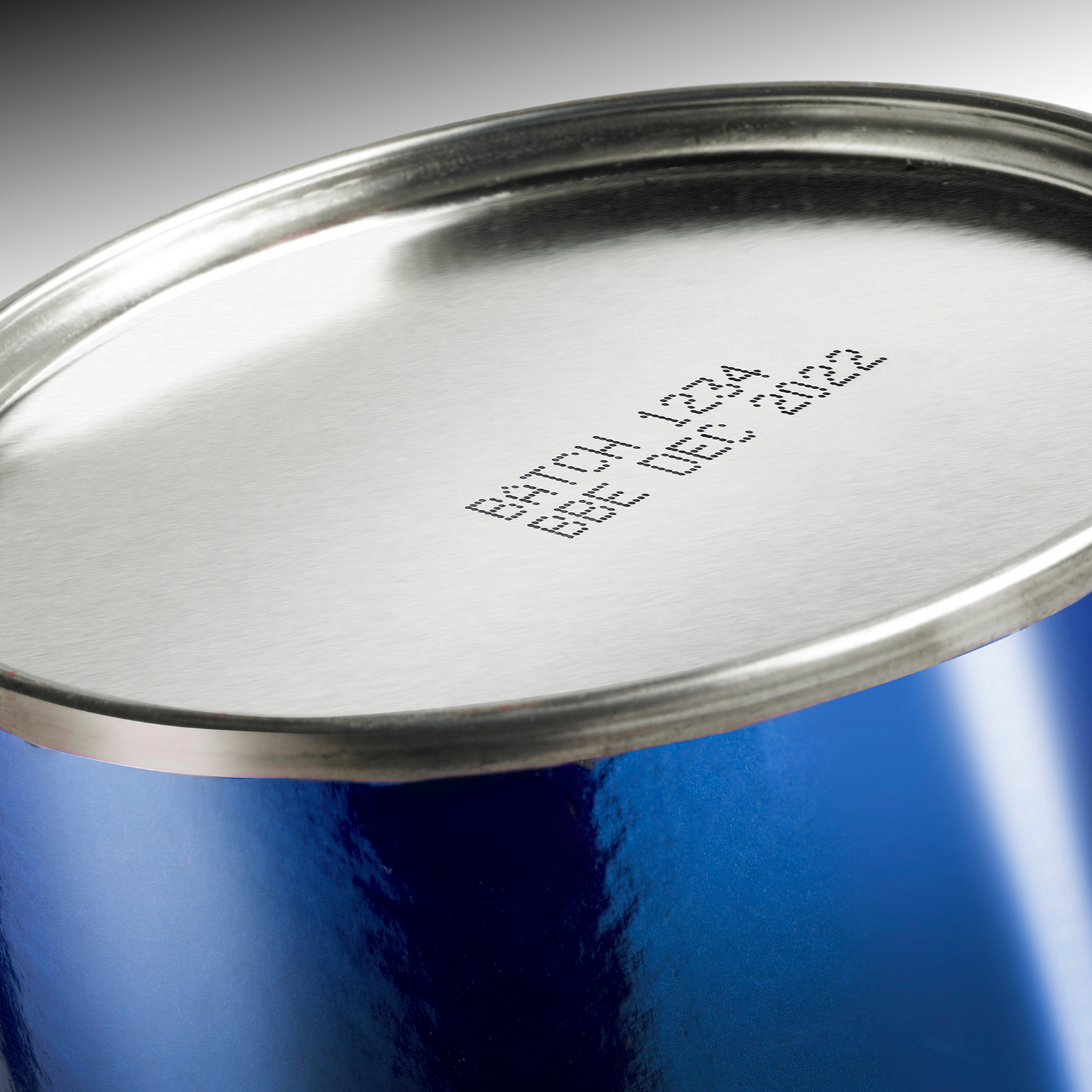 Metal can printed with date and batch codes using the automatic portable linx 10 coder