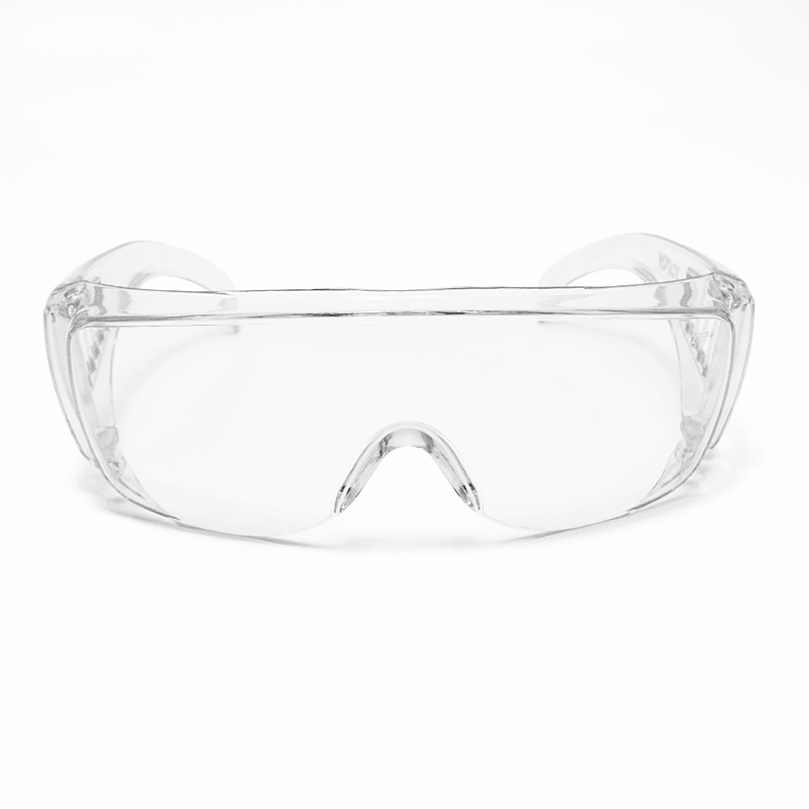 Front view of the Clear JORESTECH safety overglasses for high impact protection over white background