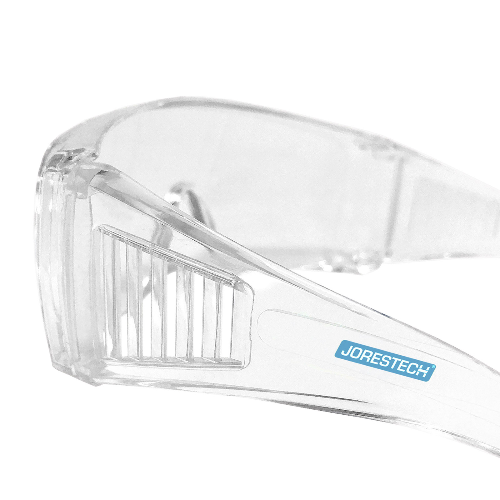 Side view of the clear Jorestech safety glasses for high impact protection