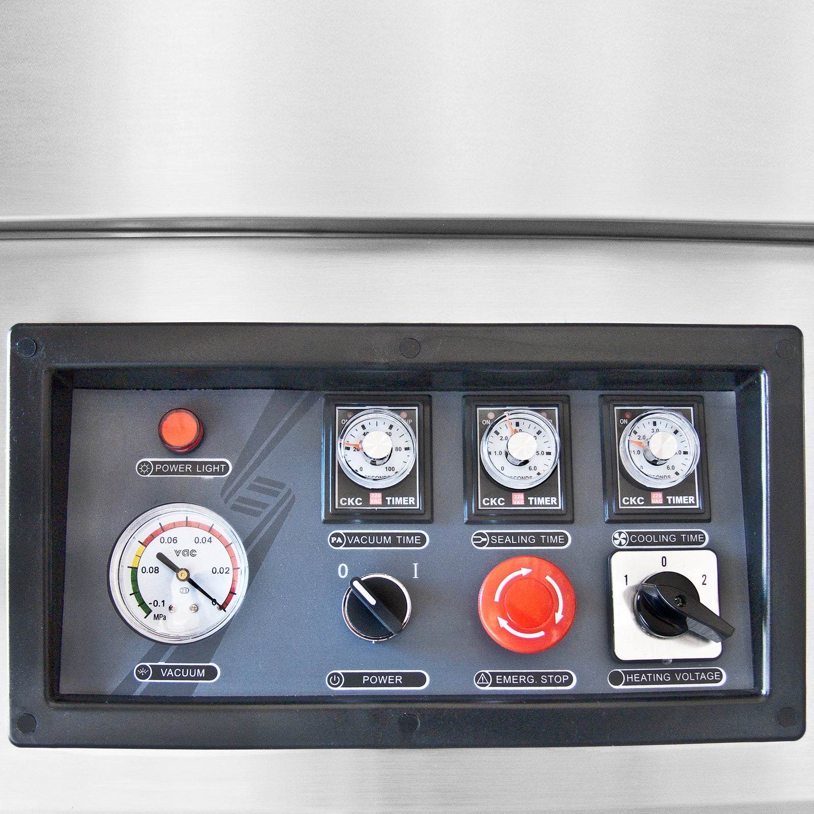 Control panel on the two chamber commercial vacuum sealer