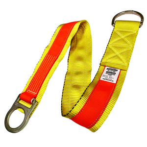 The yellow and orange cross arm JORESTECH anchor strap with double D ring system