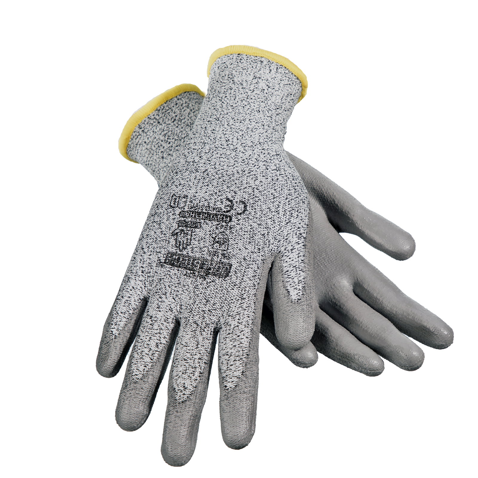 One pair of cut resistant JORESTECH gray safety work gloves with polyurethane dipped palm