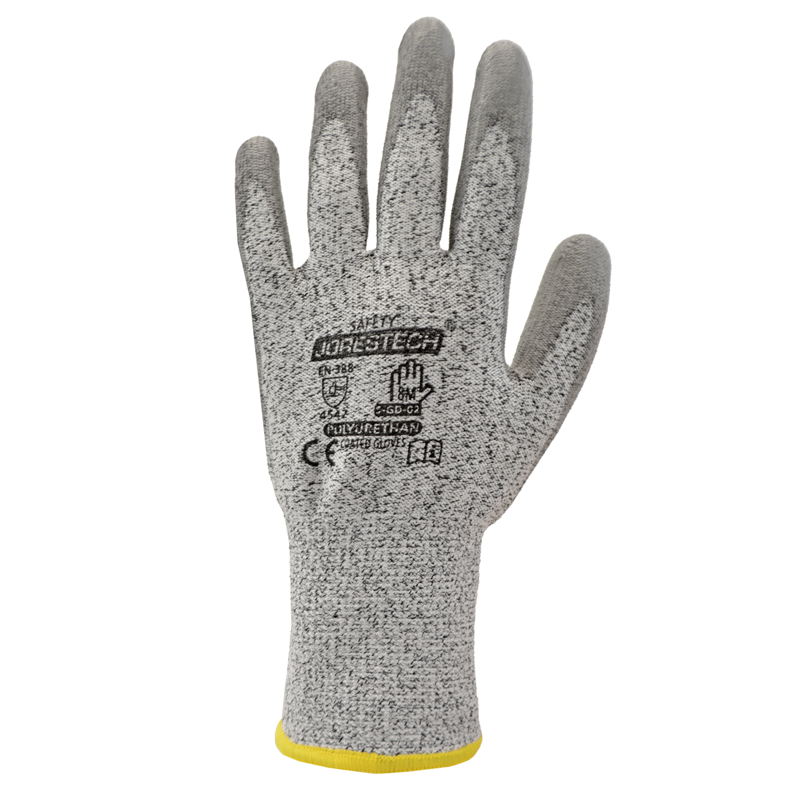 Cut resistant JORESTECH gray safety work gloves with polyurethane dipped palm
