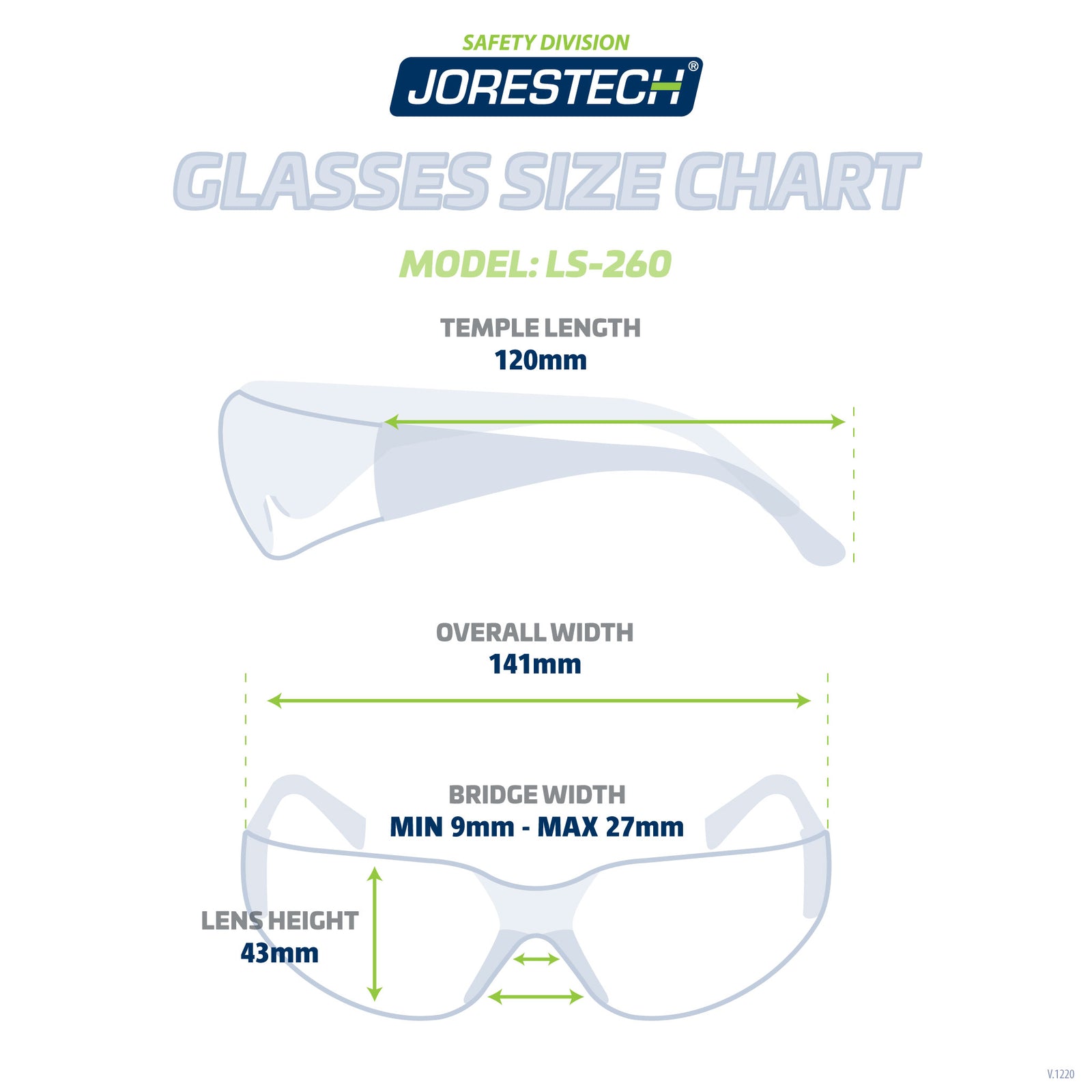 Measurements of JORESTECH Safety Glasses for High Impact Protection