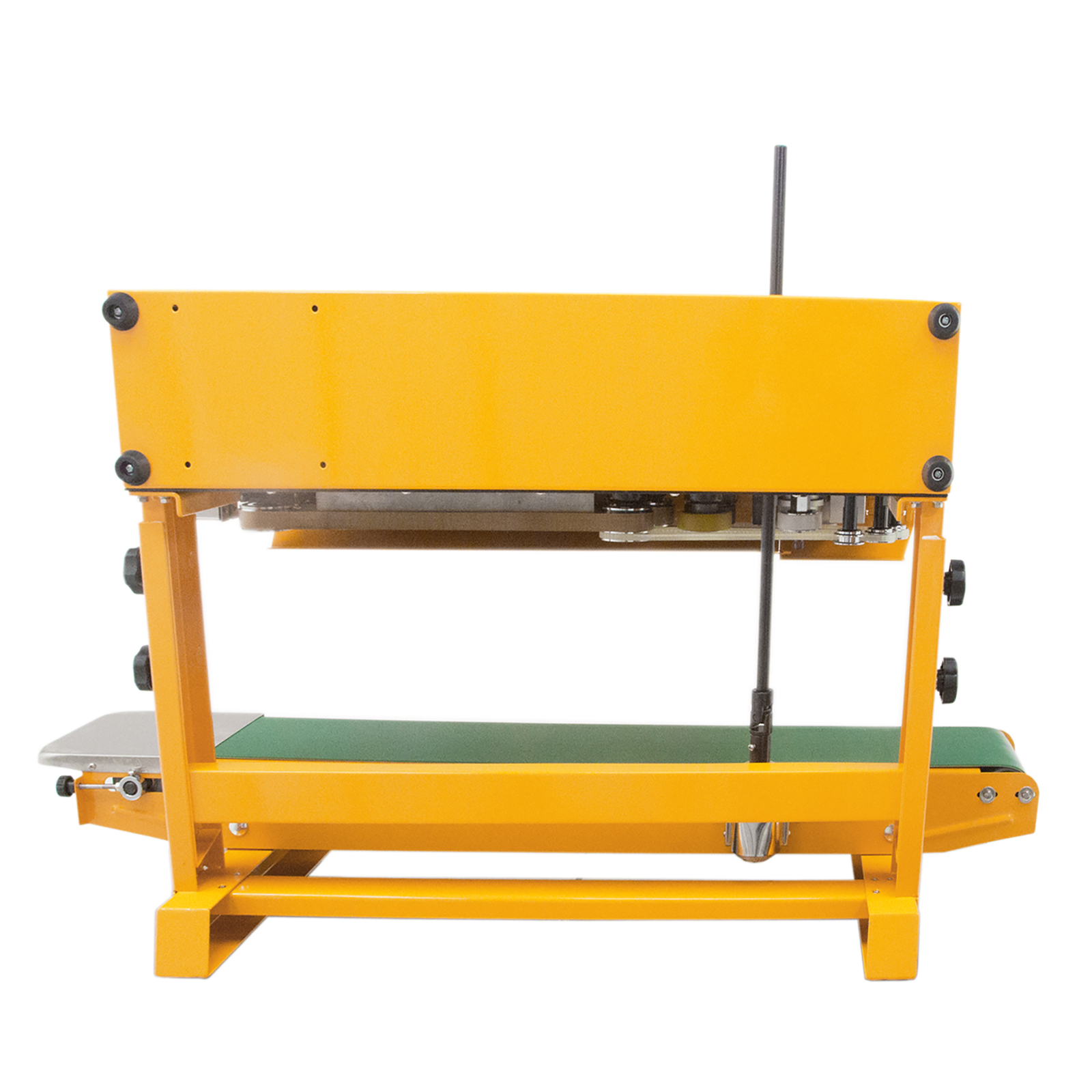 back view of a yellow continuous band sealer.