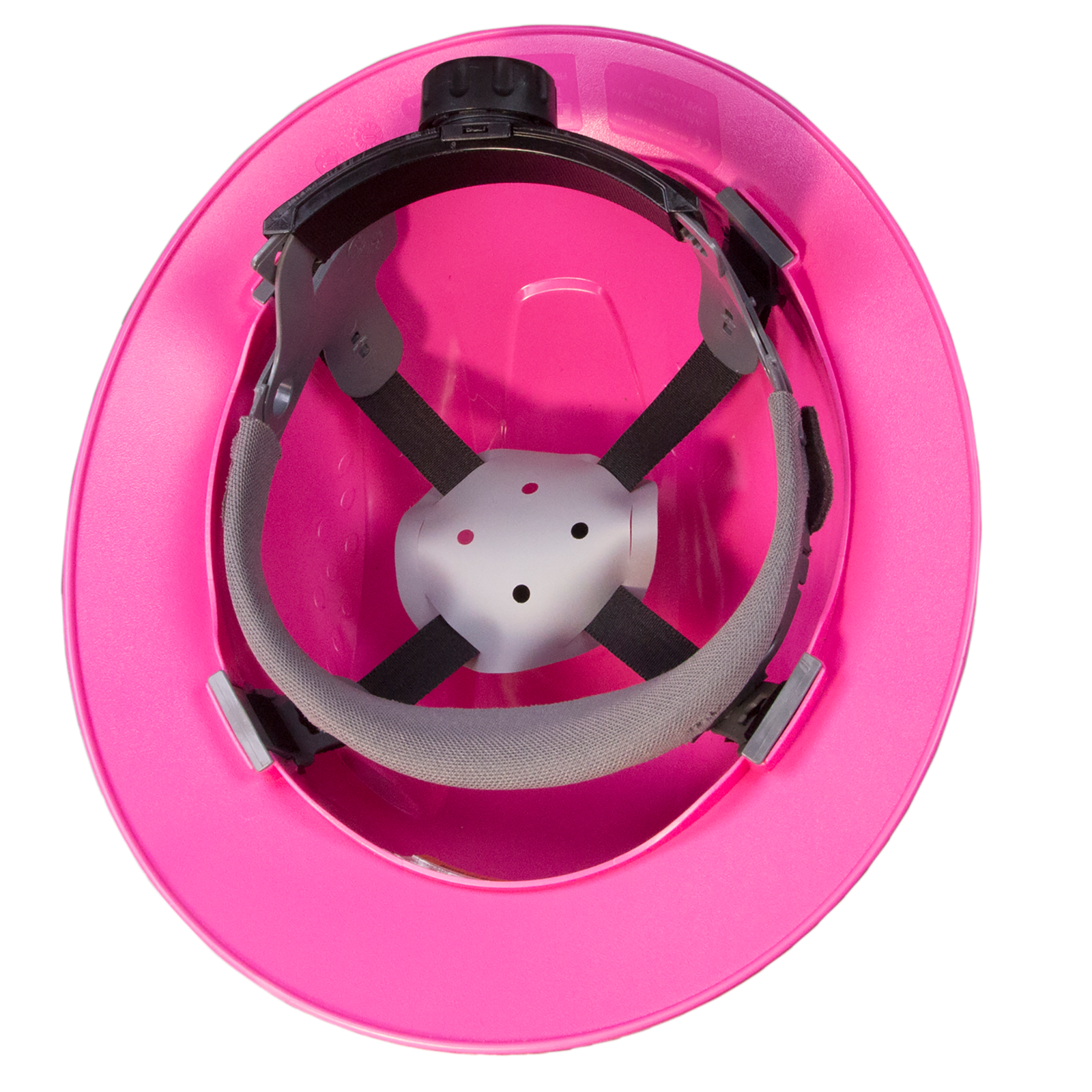Full brim safety HDPE pink hard hat with 4 point suspension
