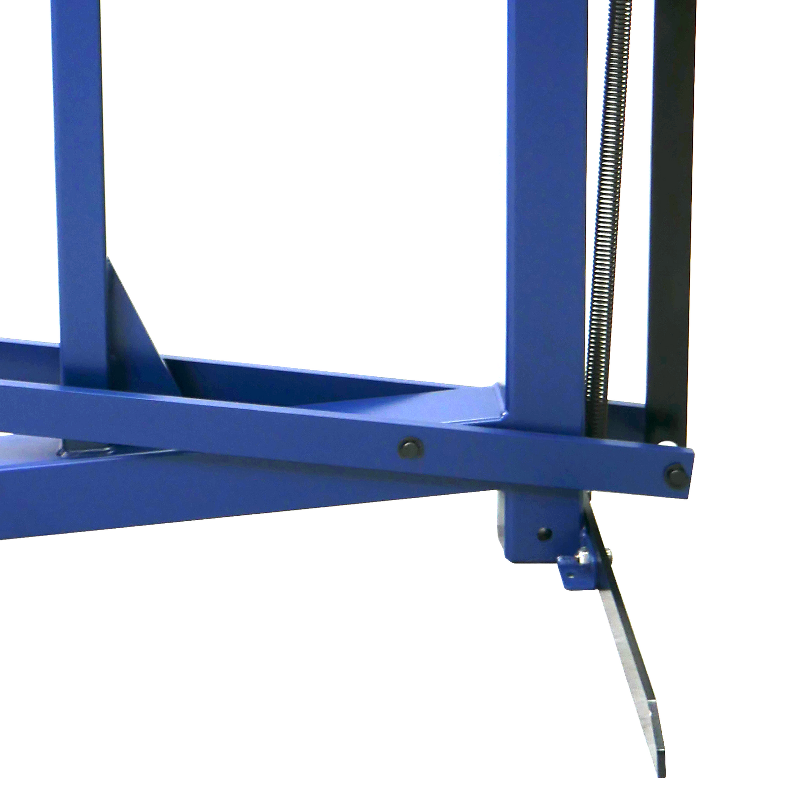 Close-up of a foot stapling machine for stapling the bottom and top of card boxes