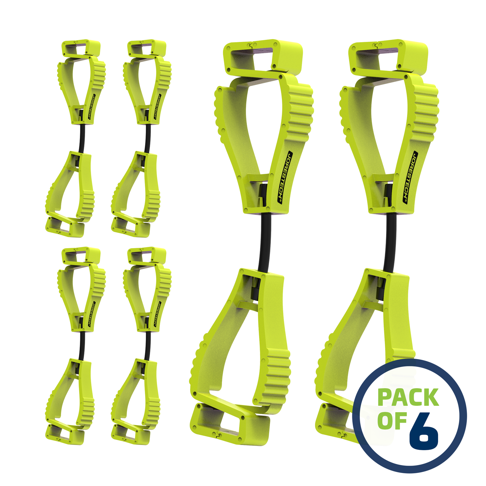 Pack of 6 Lime JORESTECH glove clip safety holders