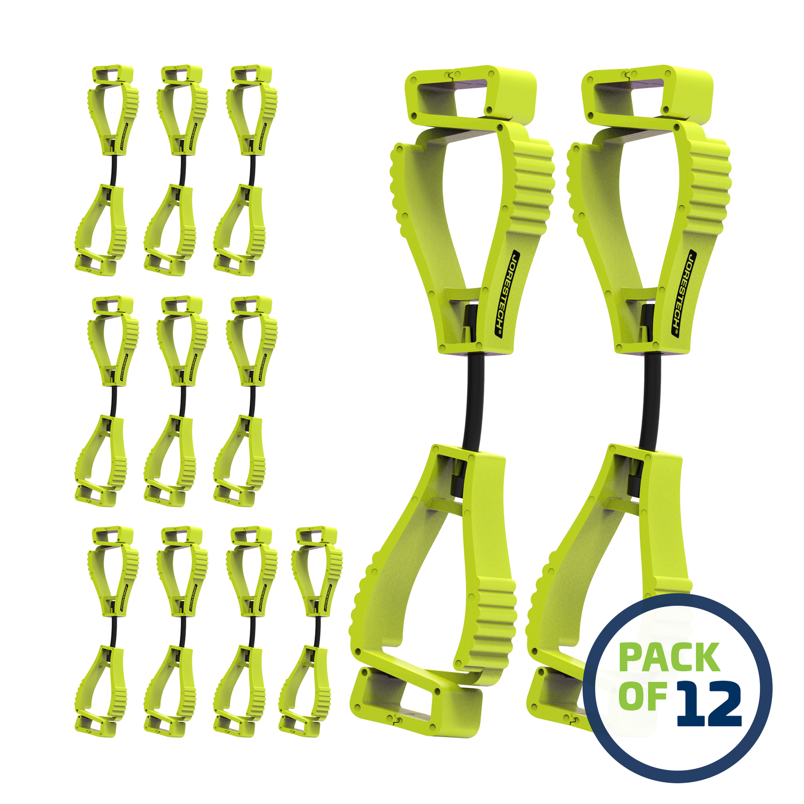 24 Lime glove clip safety holders over white background