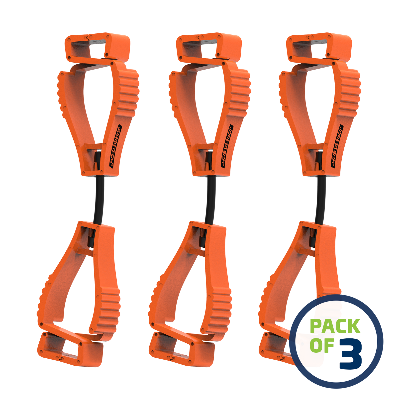 Pack of 3 Orange JORESTECH glove clip safety holders