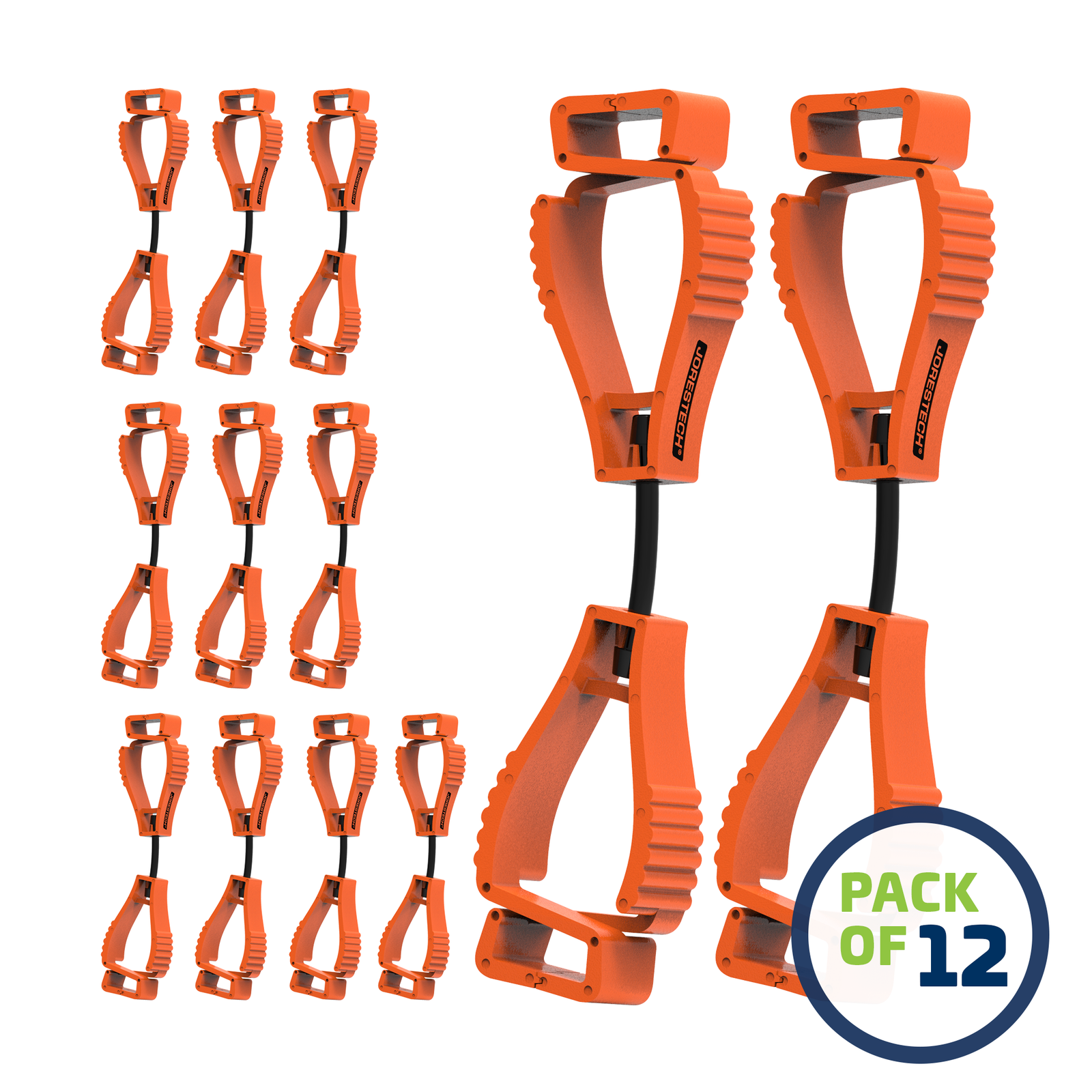Pack of 12 Orange JORESTECH glove clip safety holders