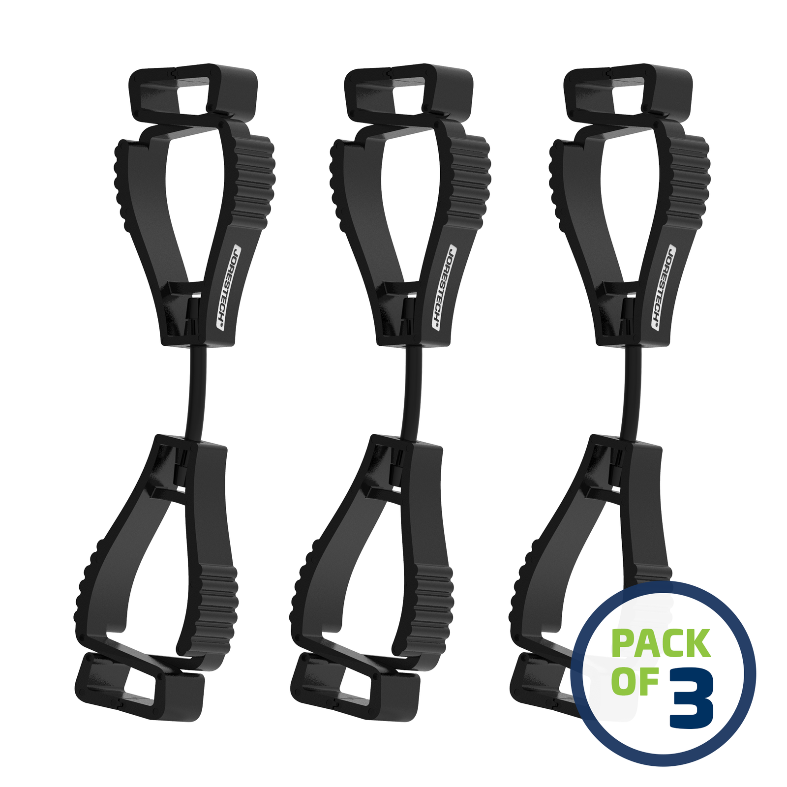 Pack of 3 Black glove clip safety holders 