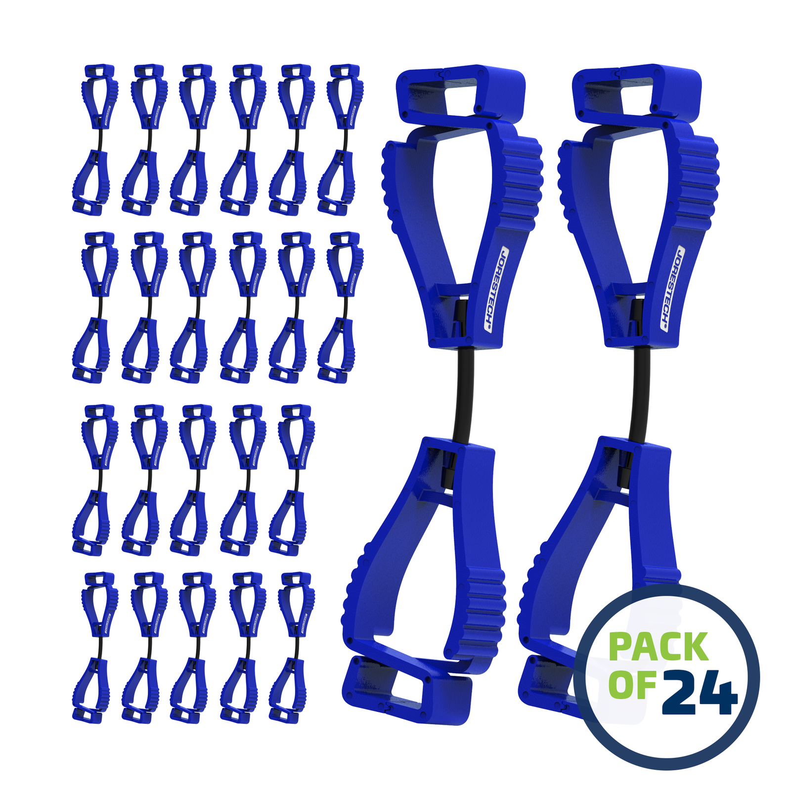 Pack of 24 Blue JORESTECH glove clip safety holders 