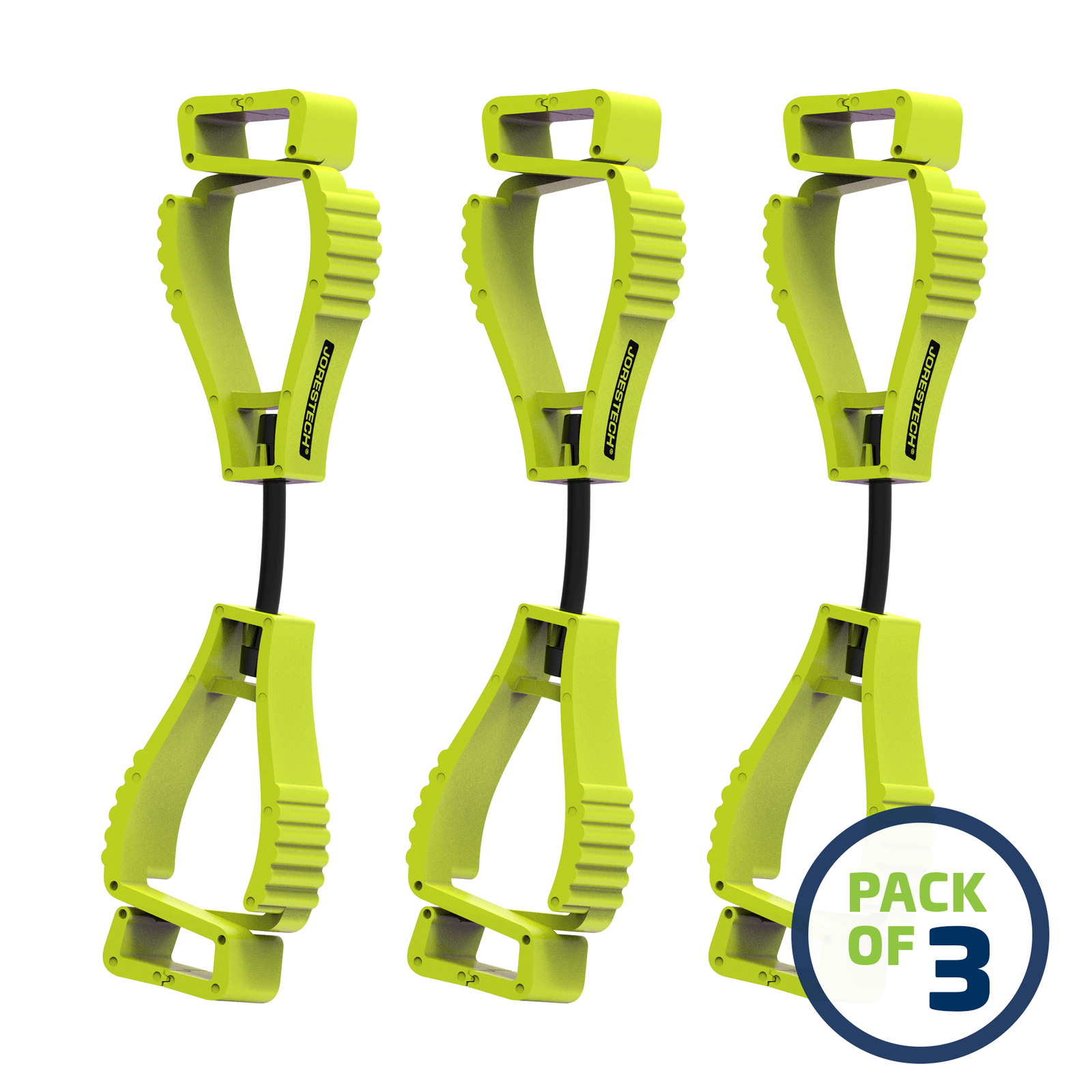 3 Lime glove clip safety holders 