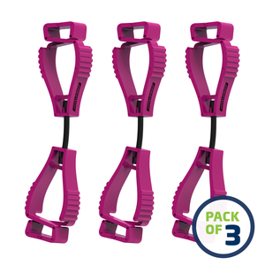 Set of 3 pink glove clip safety holders