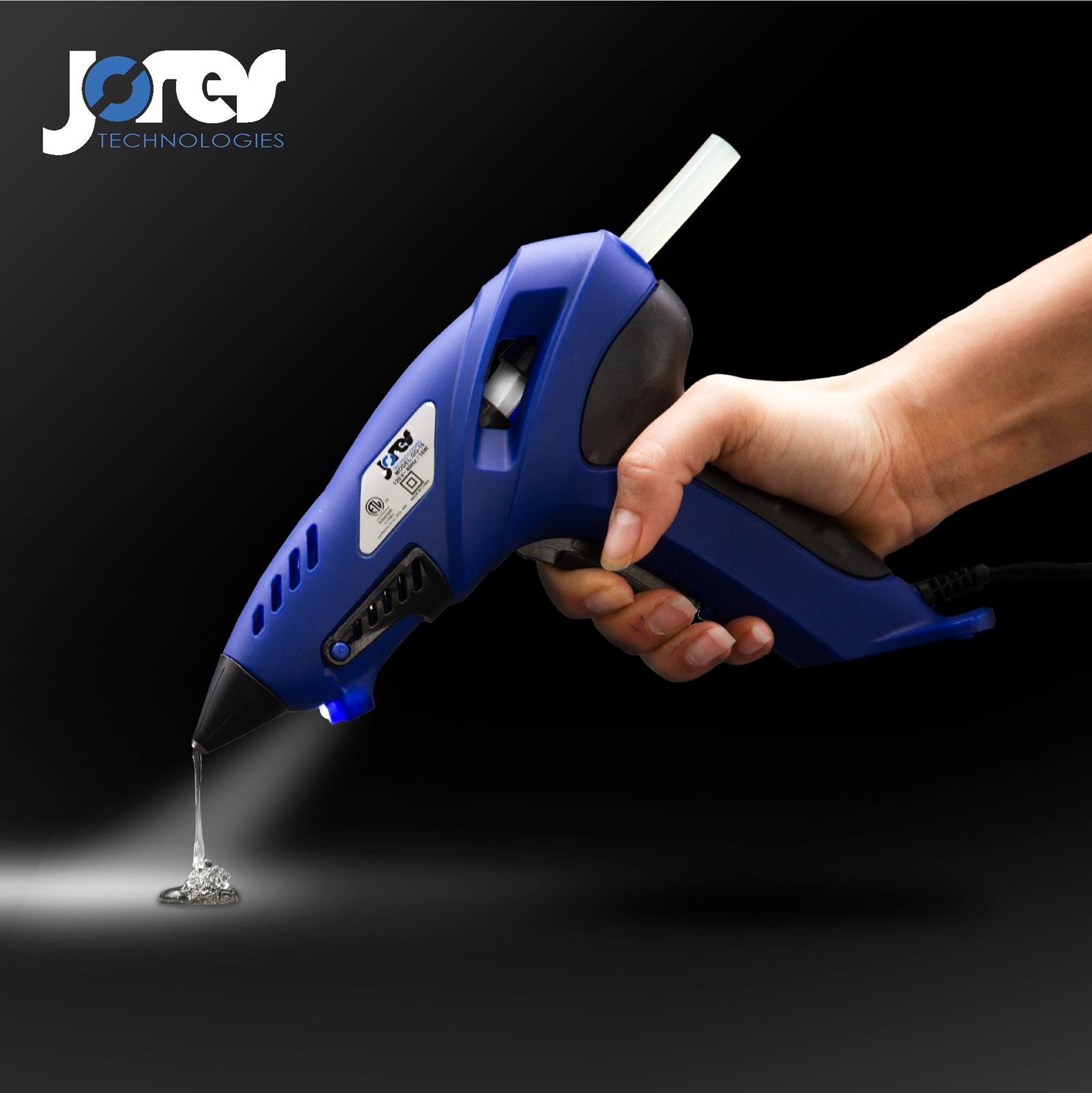 Operator using the light feature on glue gun by JORES TECHNOLOGIES®