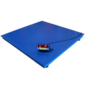 blue commercial pallet floor scale with digital display on top 