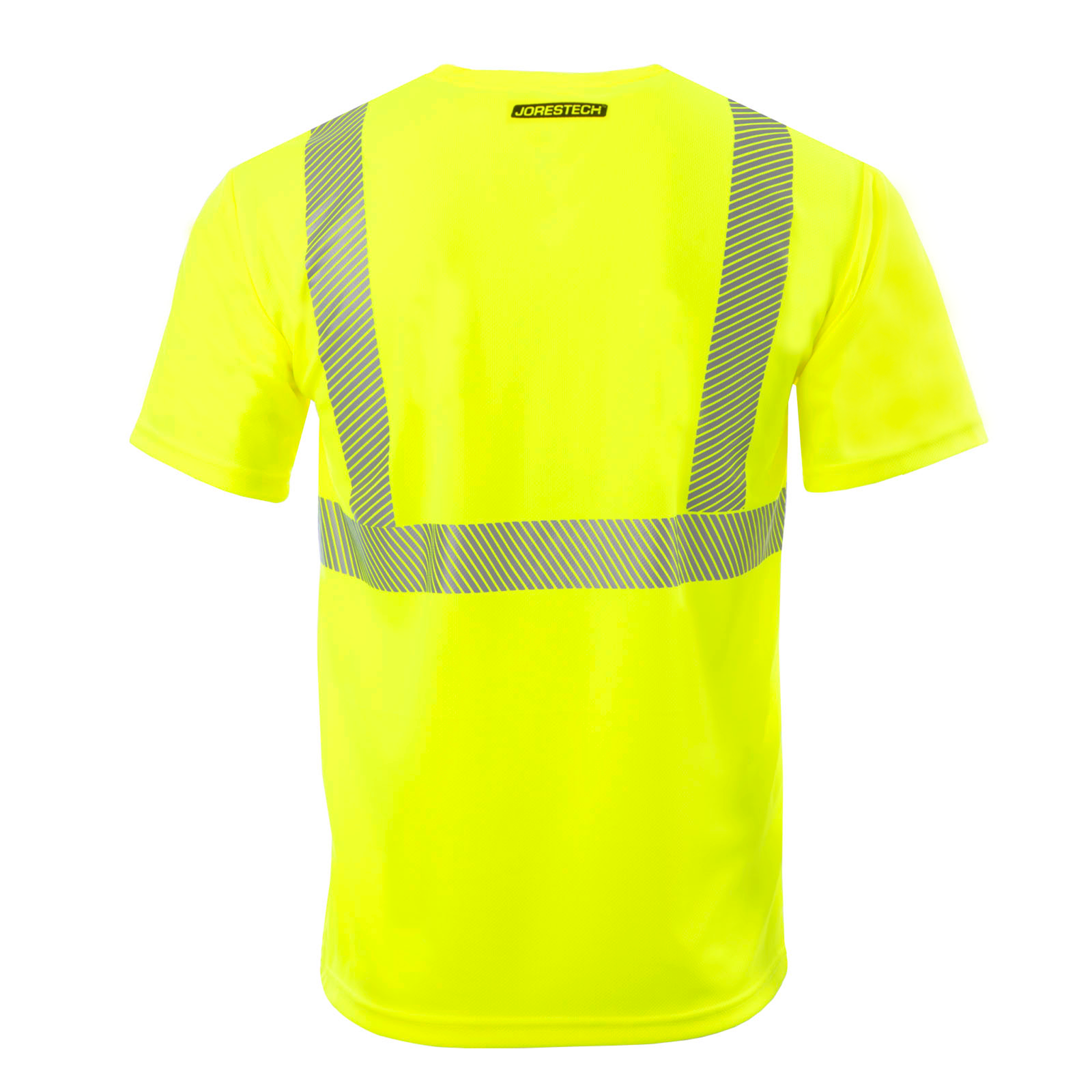 Back of the Hi-Vis Lime/Yellow heat transfer reflective safety pocket shirt