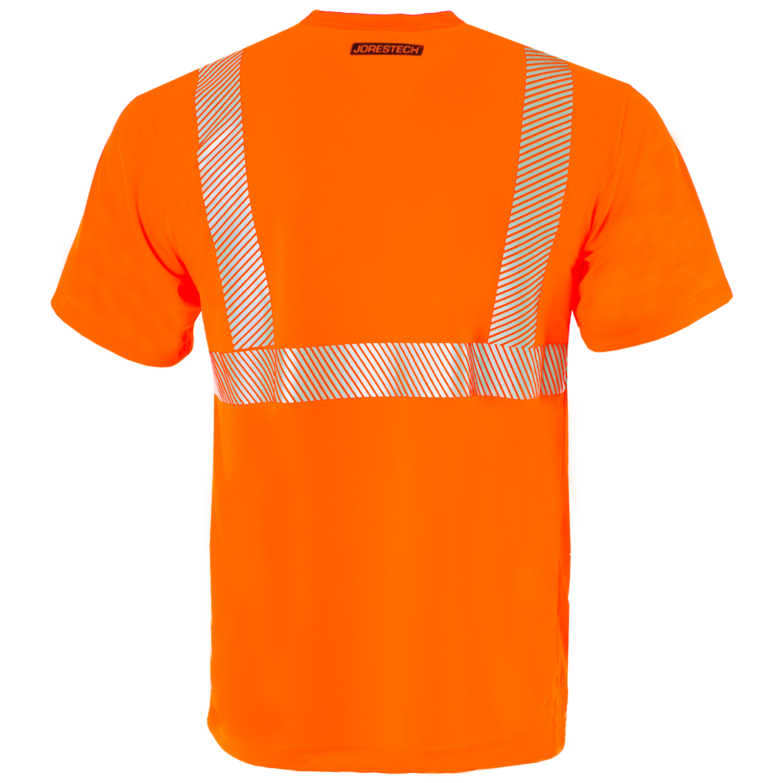 Back view of the Hi-Vis Orange heat transfer reflective safety pocket JORESTECH shirt 