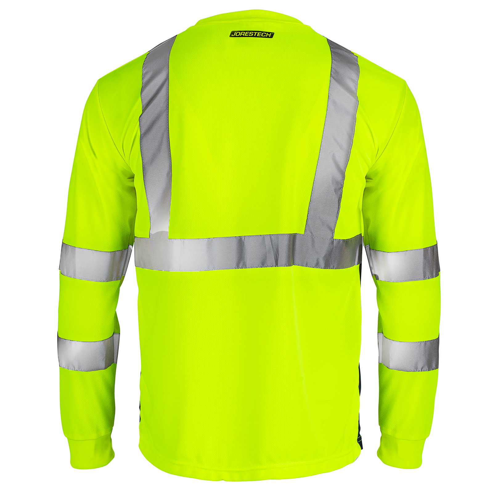 Back view of the yellow black JORESTECH  hi-vis reflective safety long sleeve shirt ANSI class 3 type R