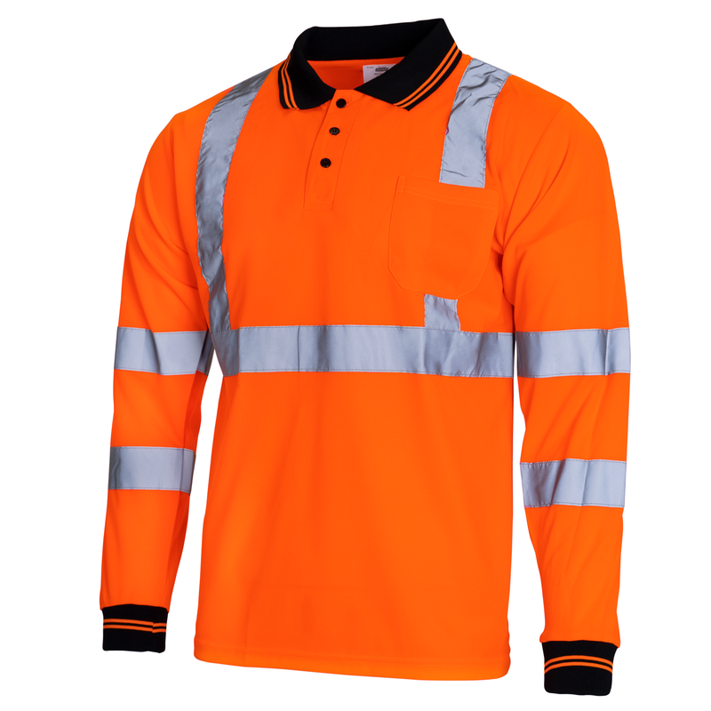 Hi-Vis Reflective Long Sleeve Polo Shirt | Technopack Safety & PPE
