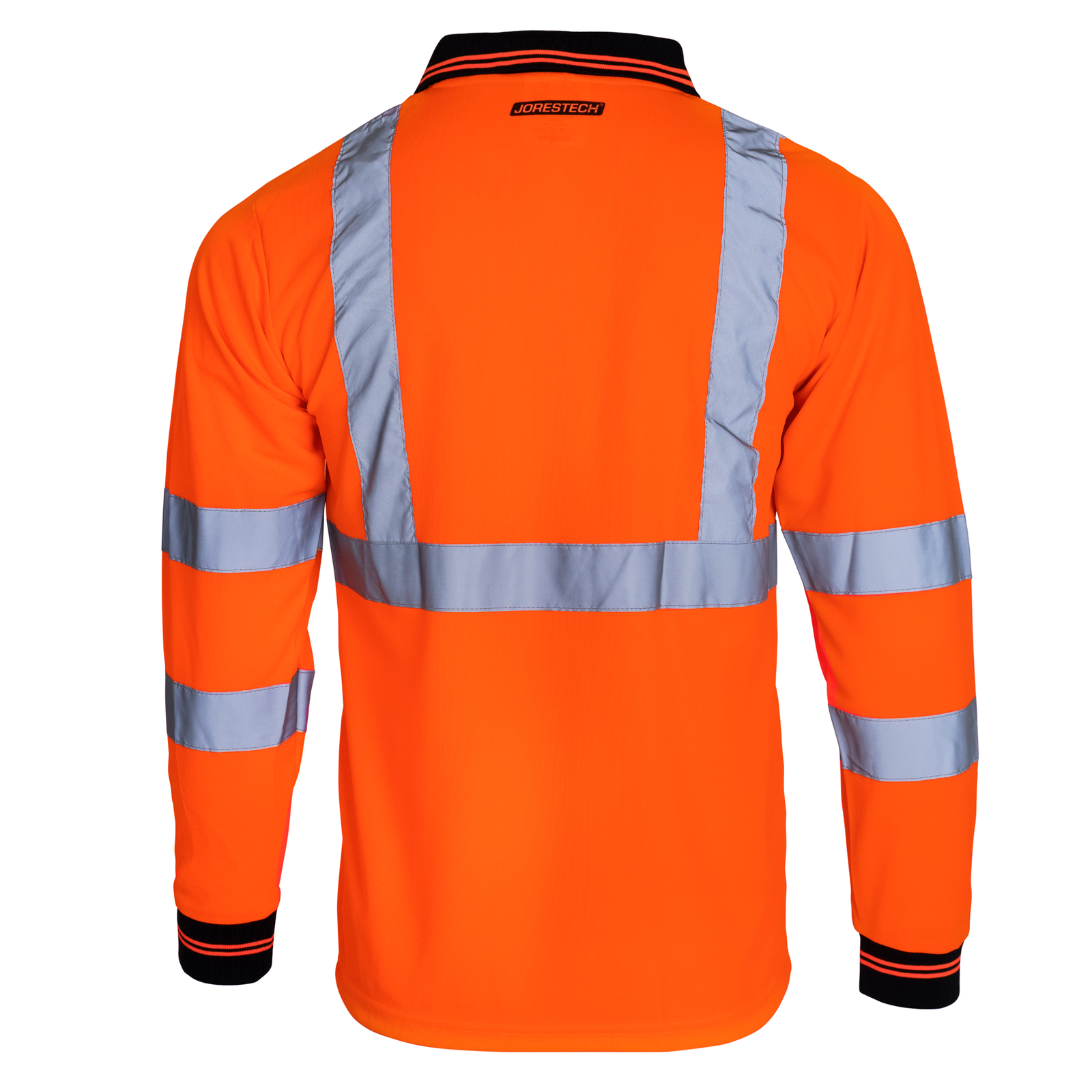 Hi Vis reflective safety long sleeve ANSI compliant type R class 3 orange polo shirt