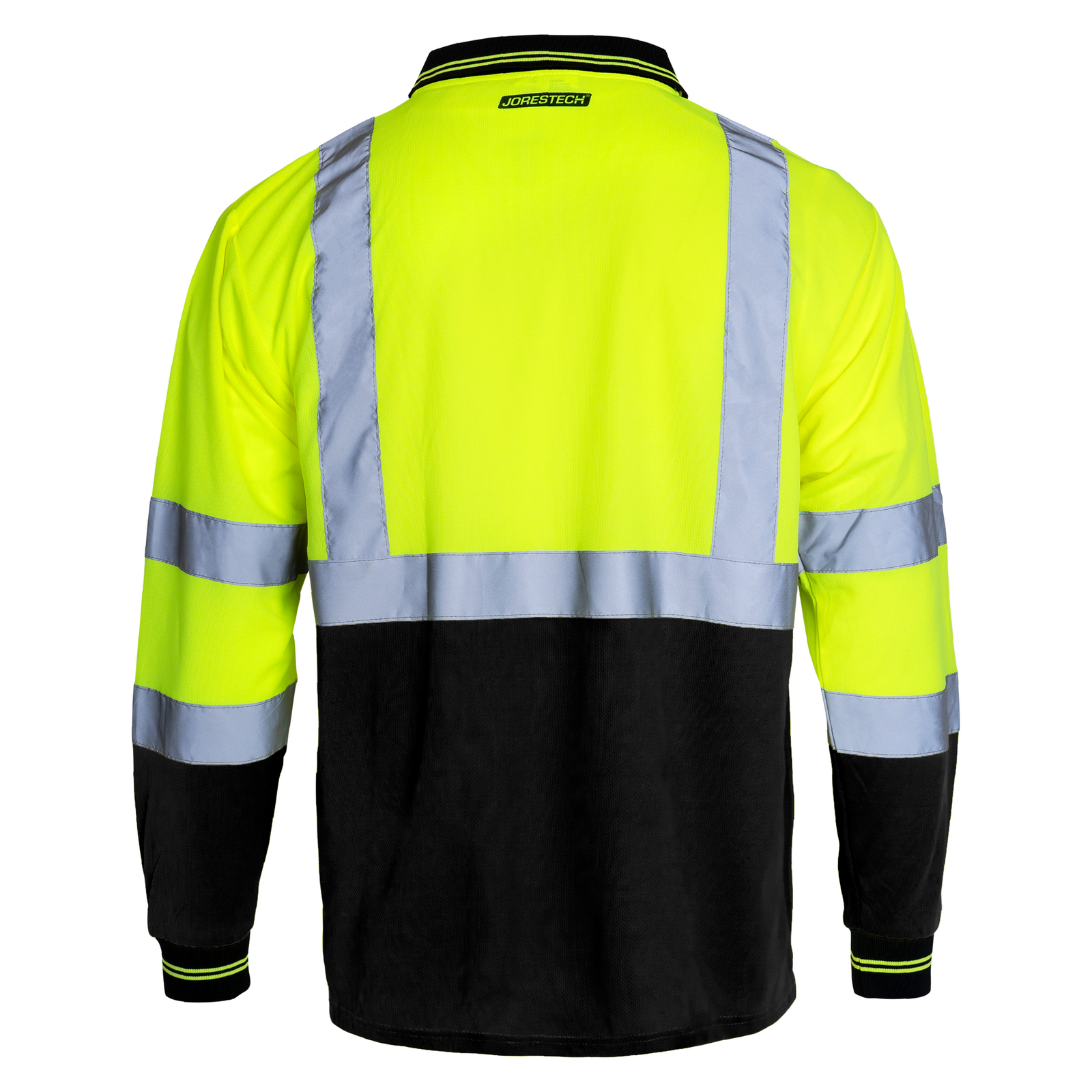 Hi Vis reflective safety long sleeve ANSI compliant type R class 3 yellow and black  polo shit