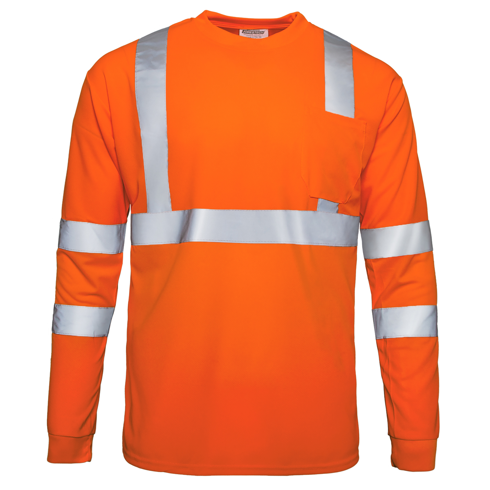 Orange hi-vis reflective safety long sleeve shirt