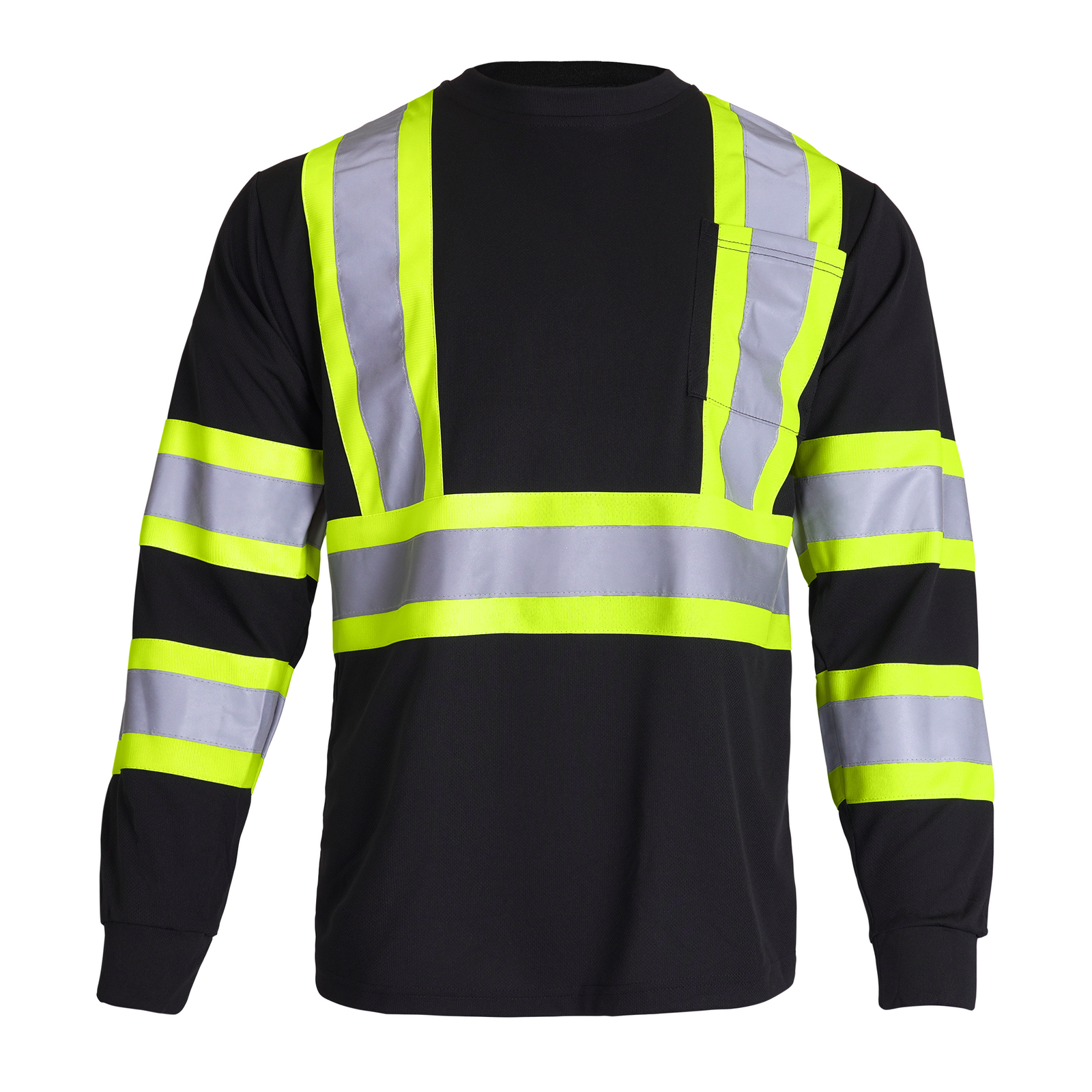 Back of the JORESTECH Hi-vis reflective two tone long sleeve safety black and yellow ANSI compliant  shirt