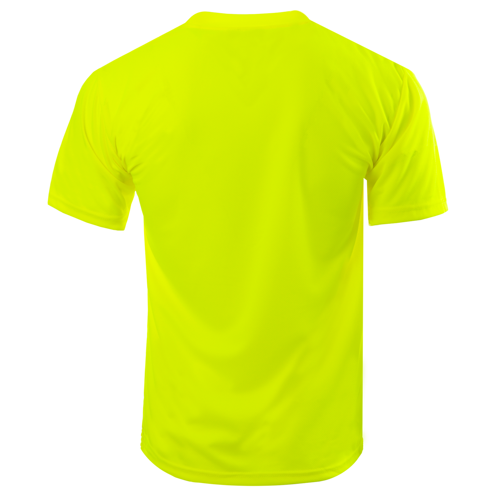 Back view of the Hi-Vis yellow lime short sleeve safety pocket shirt 