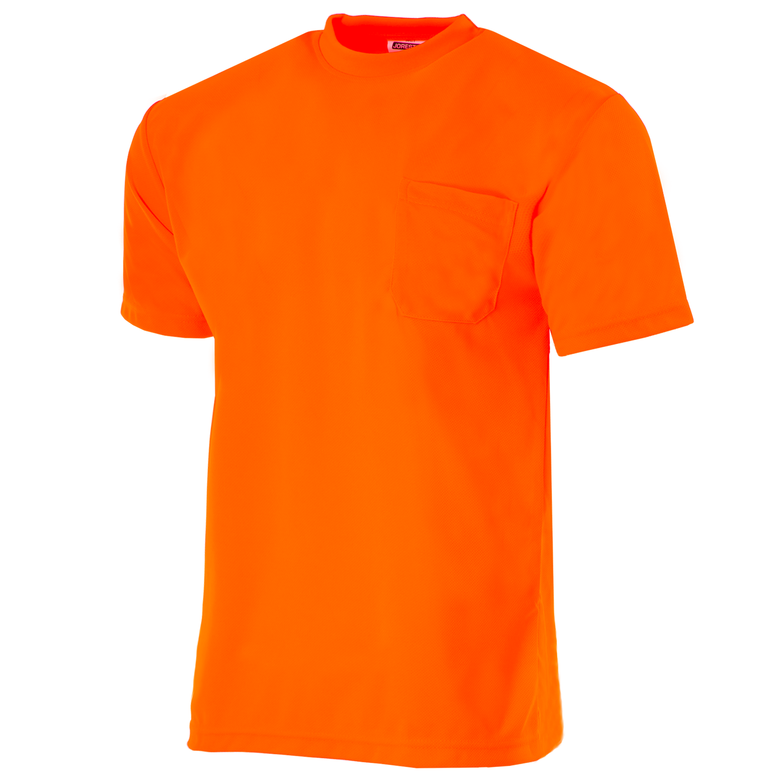 Diagonal view of the Hi-Vis orange short sleeve safety pocket shirt