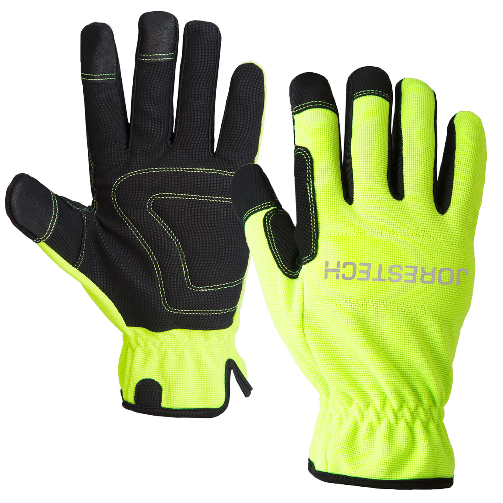 One pair of hi-vis yellow and black touchscreen JORESTECH® safety work gloves