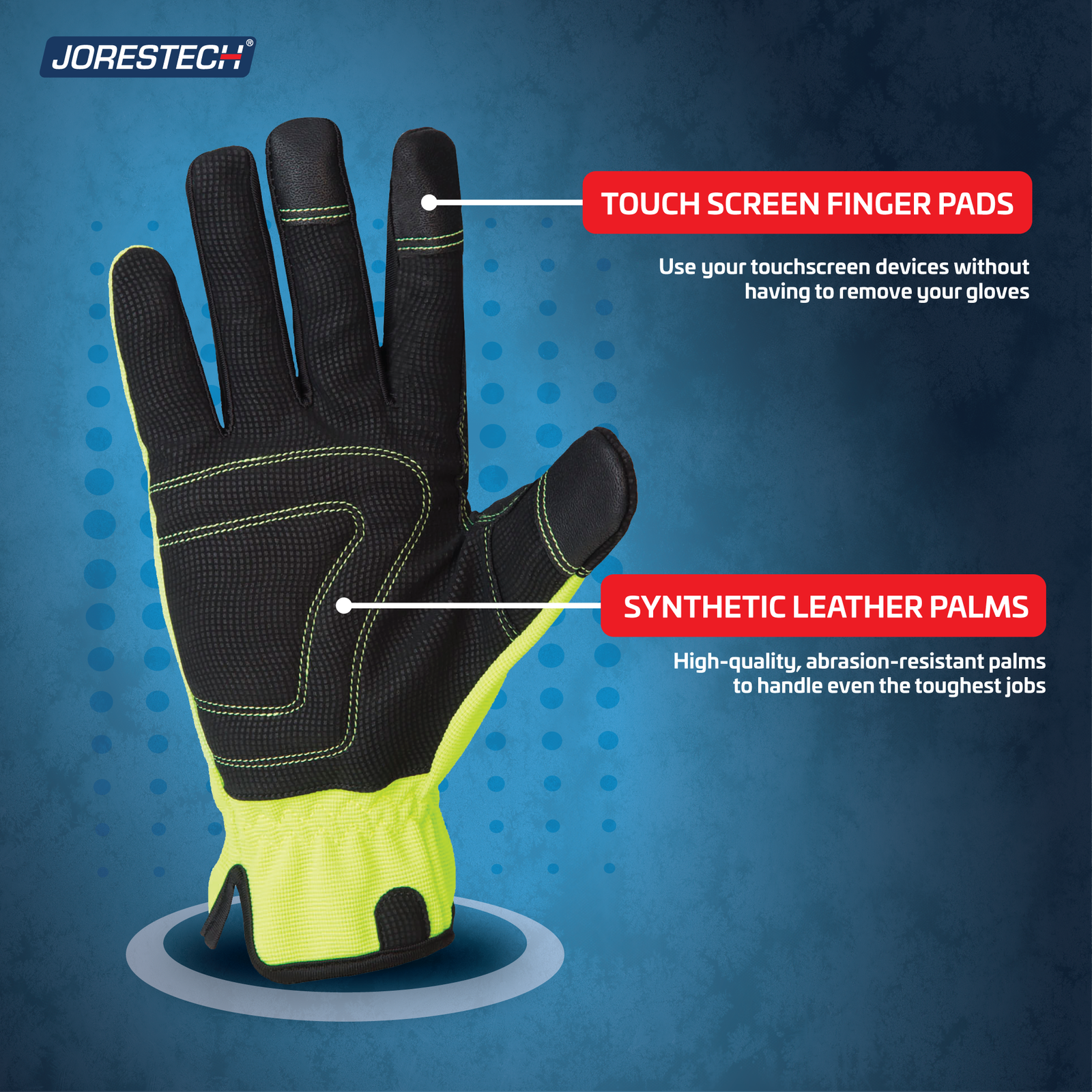 Hi-Vis Touchscreen Safety Work Gloves with Fleece Lining