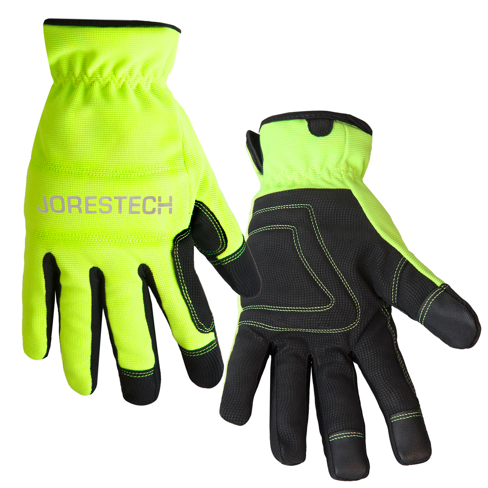 One pair of hi-vis touchscreen JORESTECH safety work gloves with fleece lining for weather protection