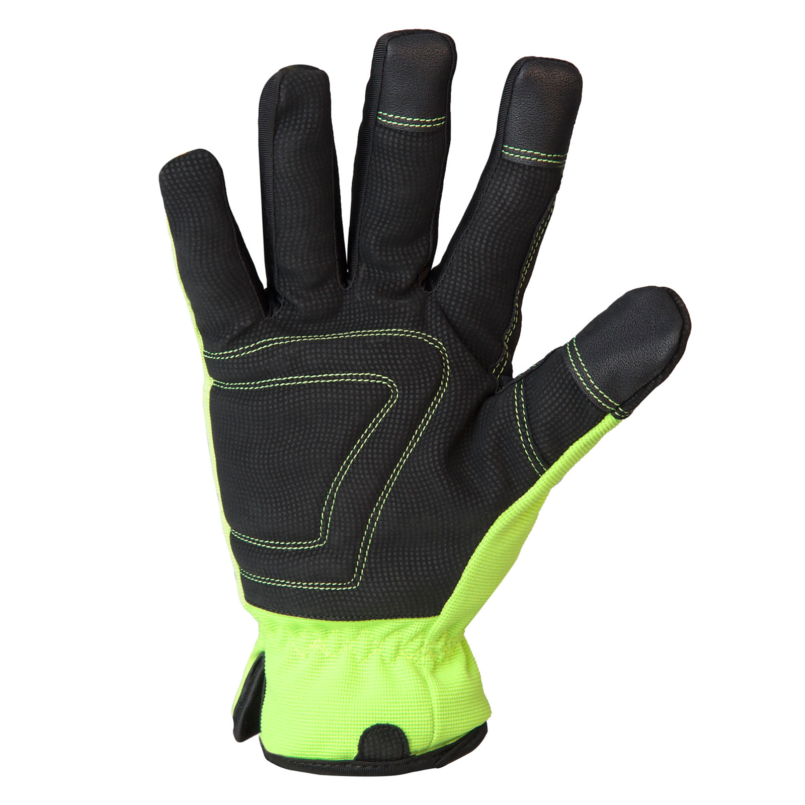 Black palm of hi-vis touchscreen JORESTECH safety work gloves with fleece lining