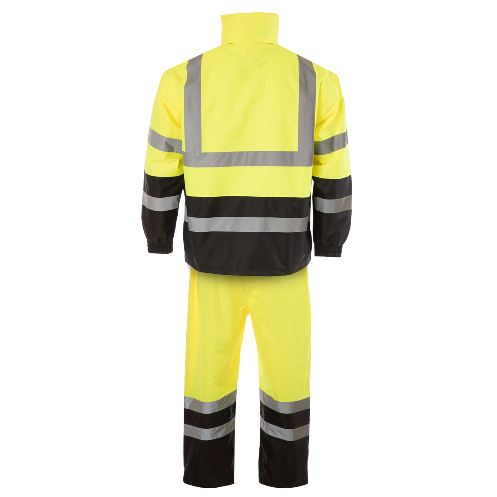 ANSI Black / Yellow High Visibility Rain Set | Raincoat & Pants ...