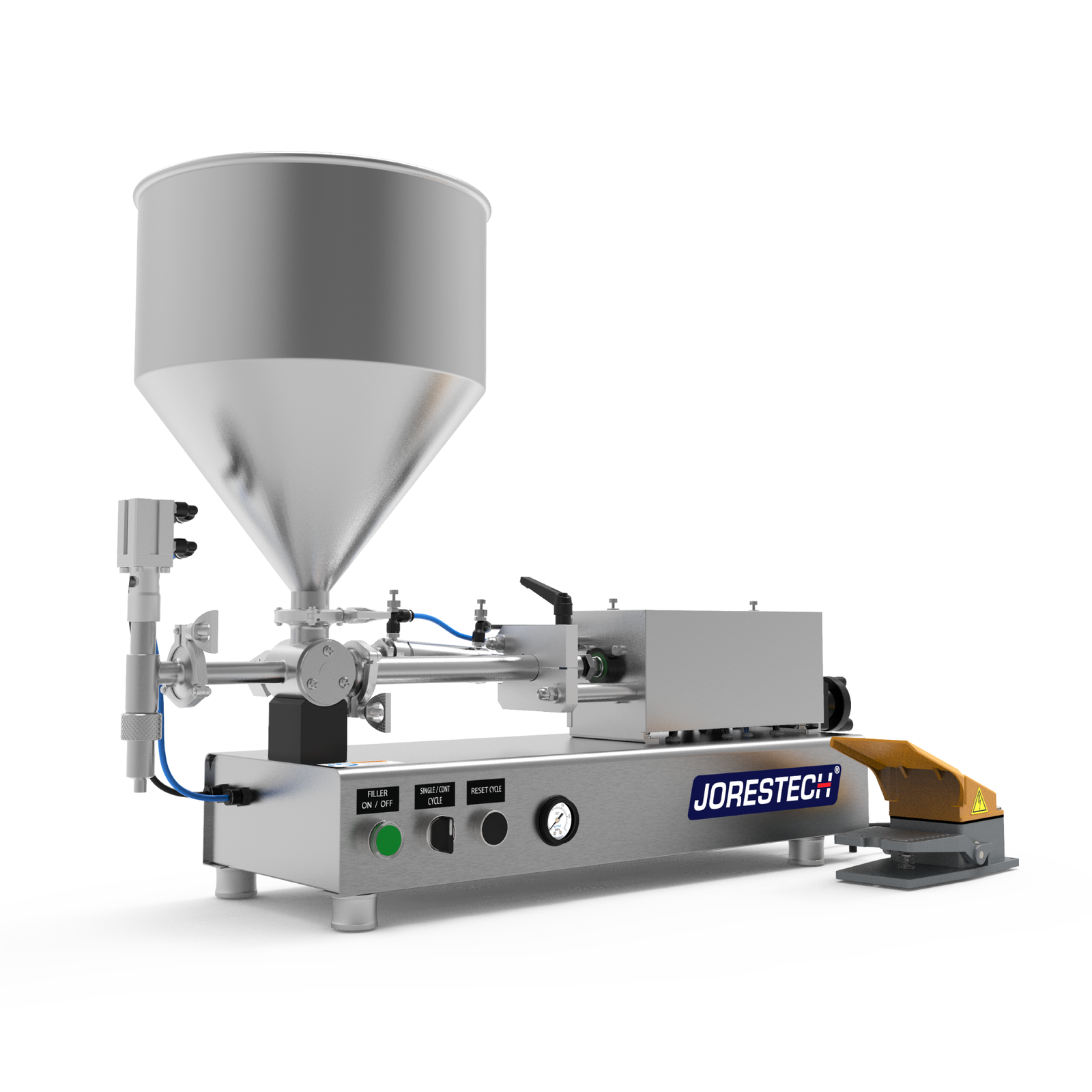  high viscosity table top paste piston filling machine with foot pedal by JORES TECHNOLOGIES®