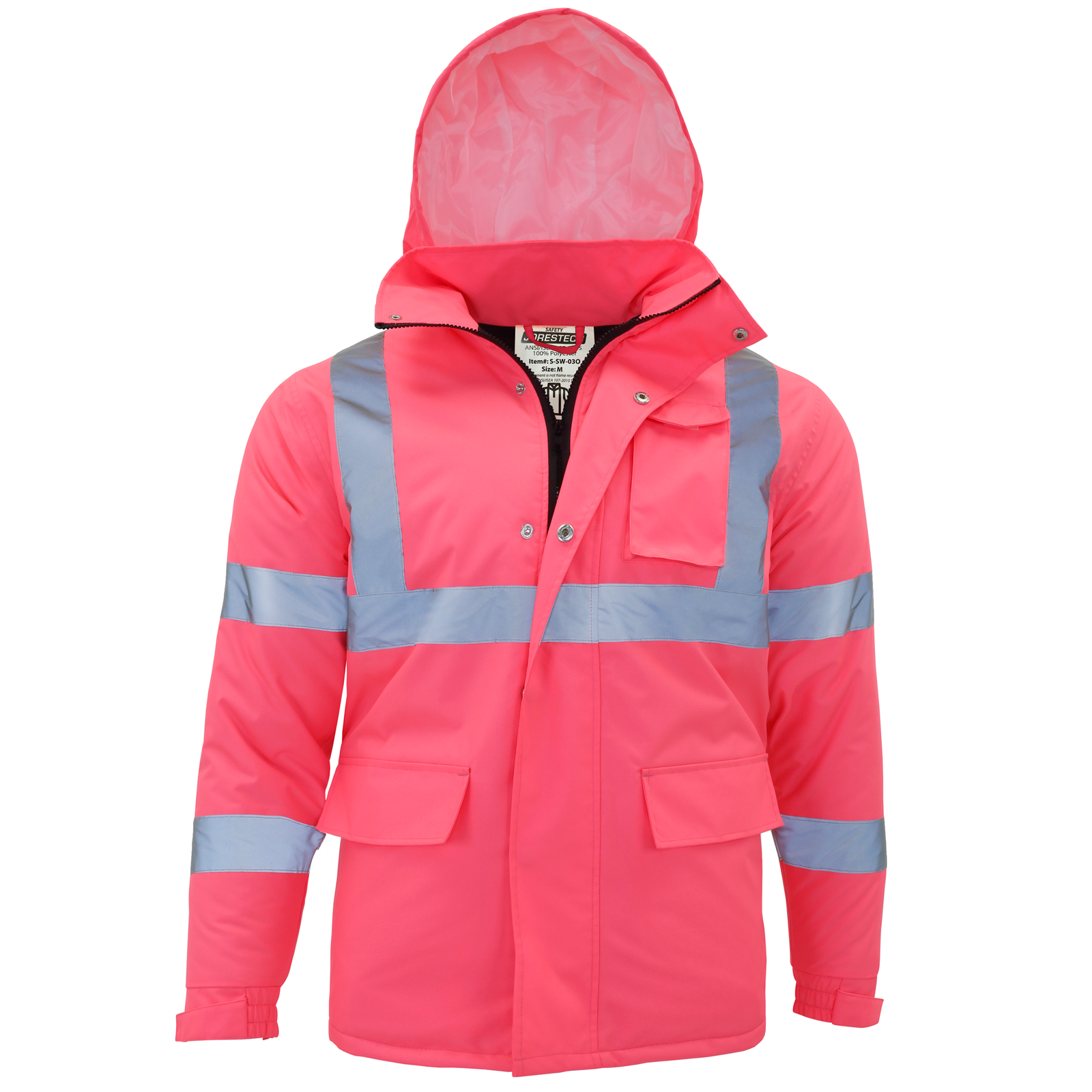 Jorestech hi vis waterproof safety jacket with reflective strips and hoodie