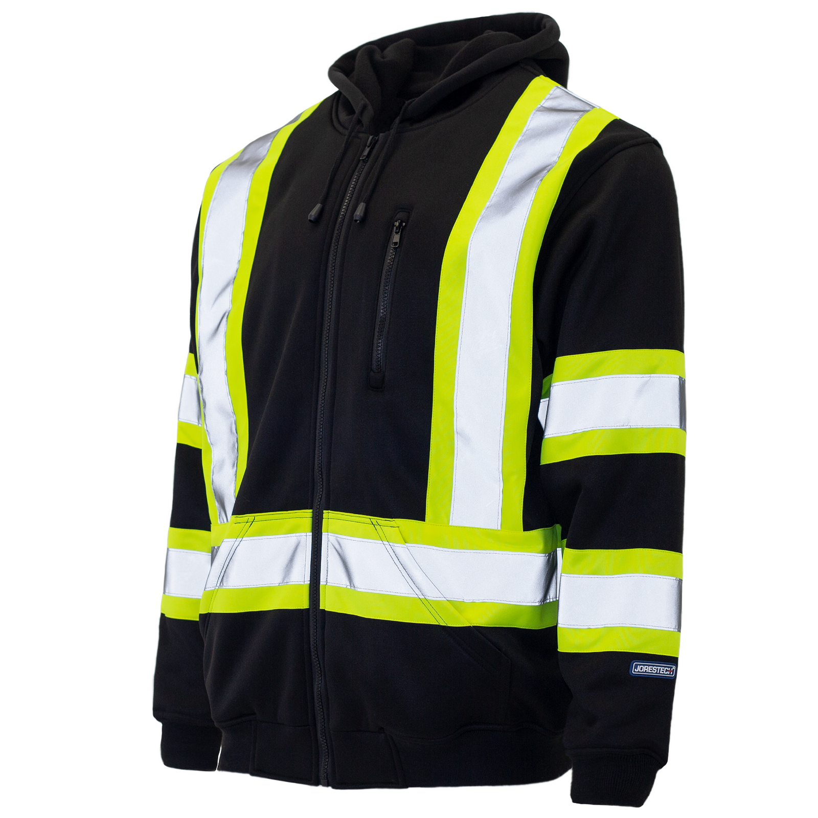 Hi vis black safety hooded sweatshirt with reflective stripes ANSI class 1 type O