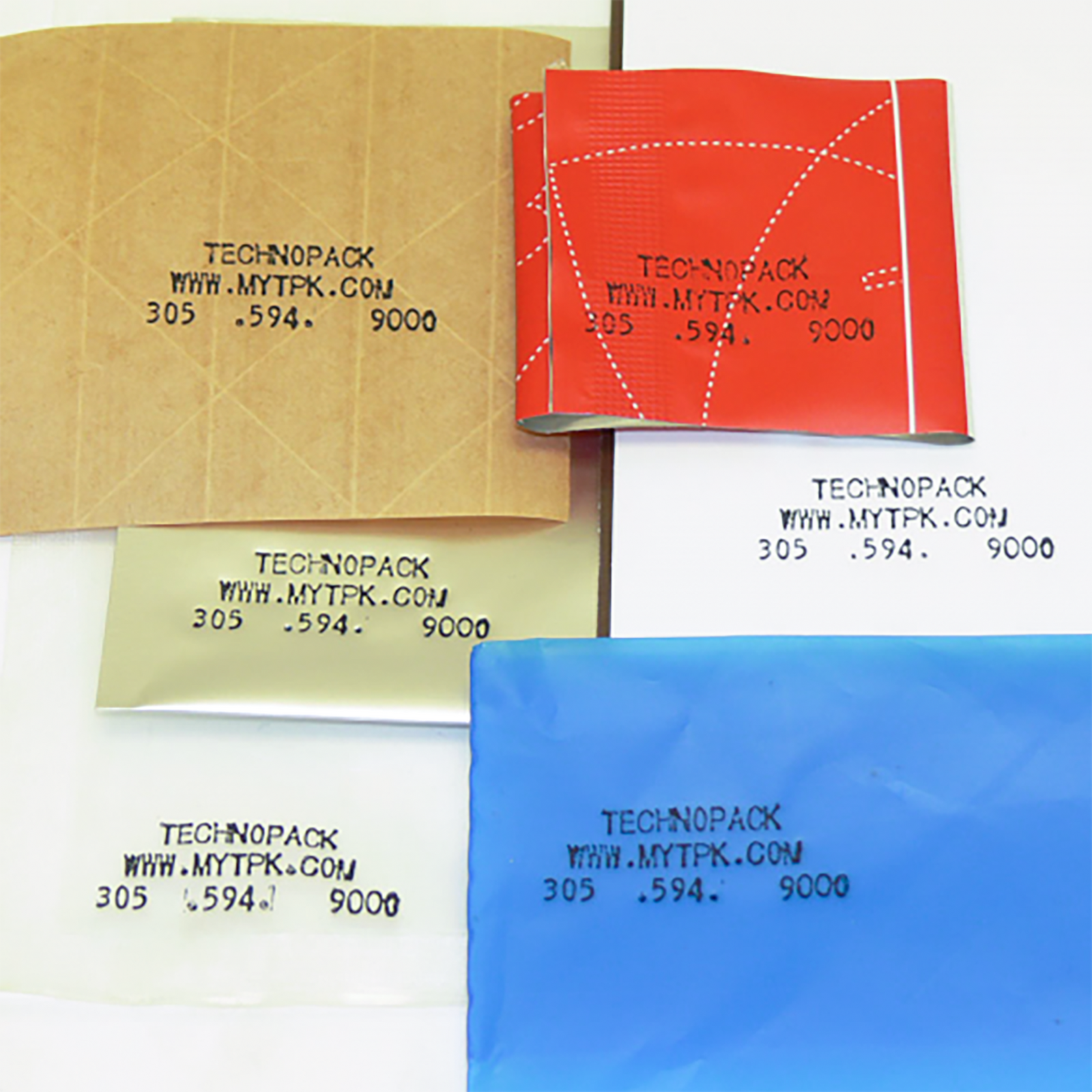 Set of bags printed by the Manual hot foil stamping printer