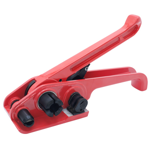 The red and black manual poly strapping tensioner