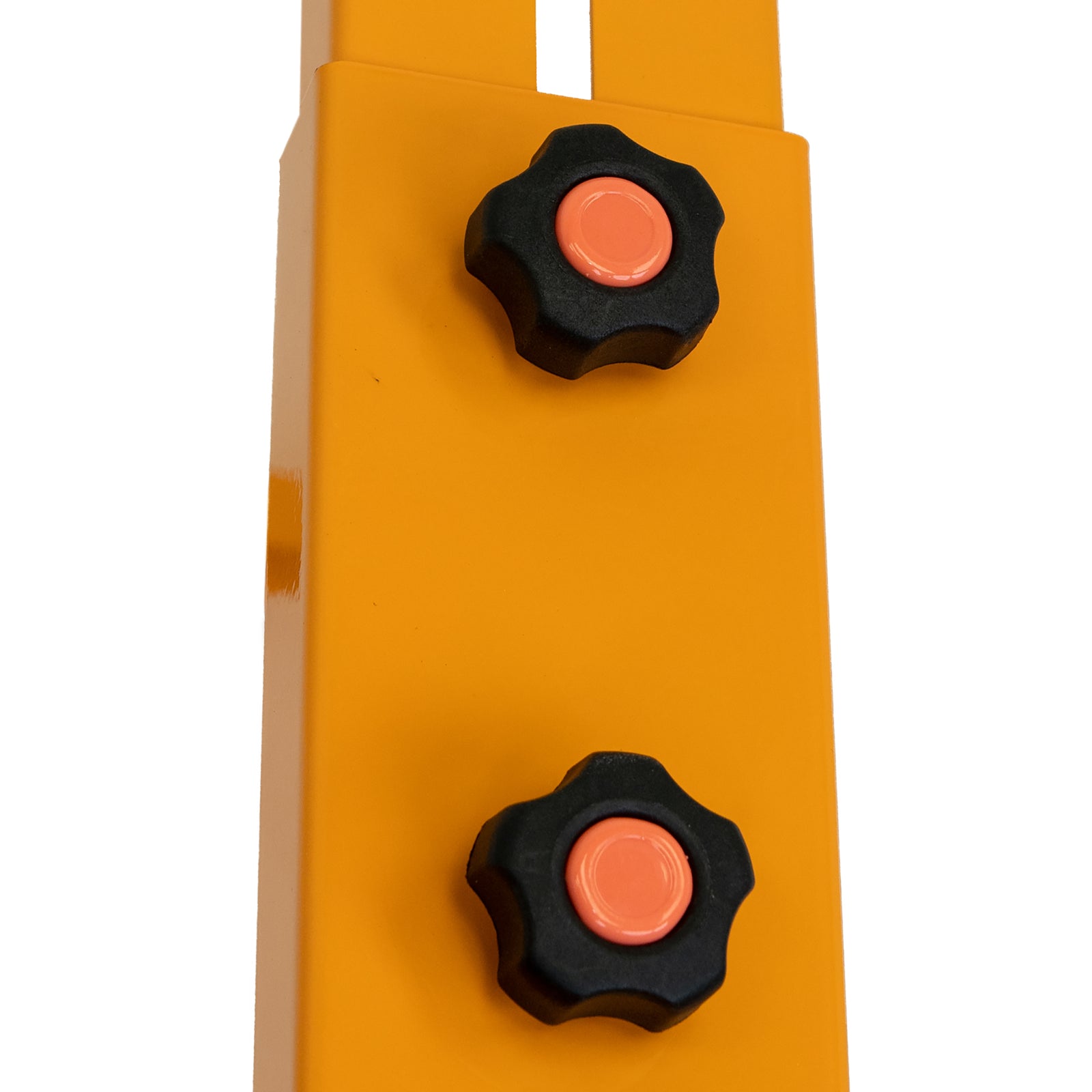 Close up to show the height adjustable knobs of the powder coated Base 