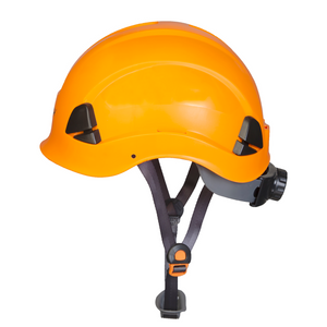Orange JORESTECH® rescue hard hat with adjustable 6 point suspension and chin strap, ANSI Z89.1-14 and Type I Class C, E, G