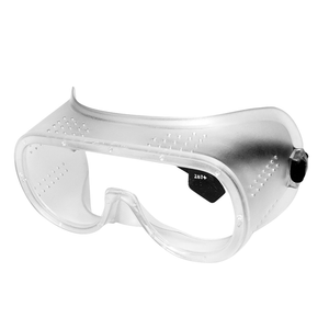Diagonal view of a JORESTECH safety goggle for high impact protection ANSI compliant with the Z87+ standard