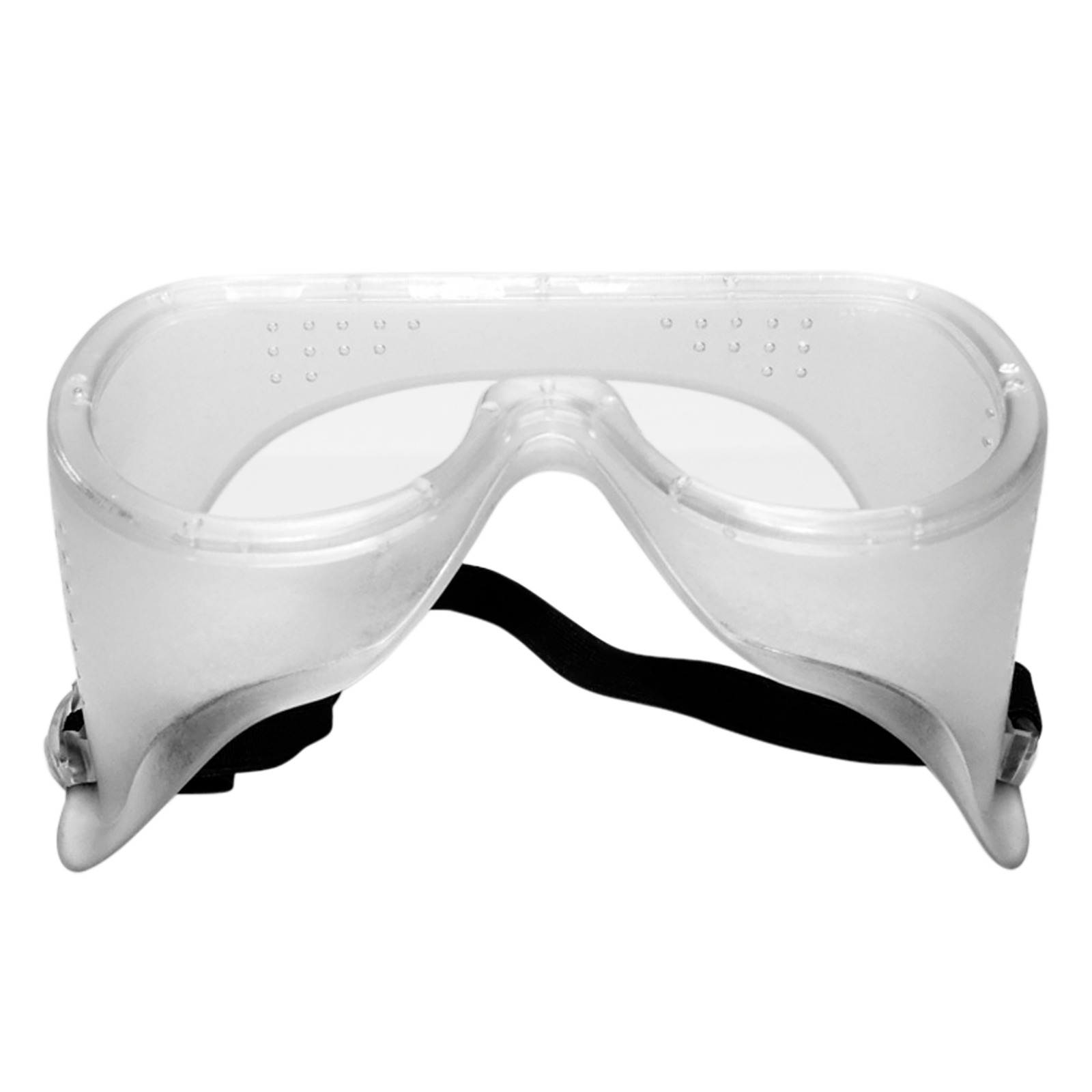 Side view of a JORESTECH safety goggle with vents and elastic head band