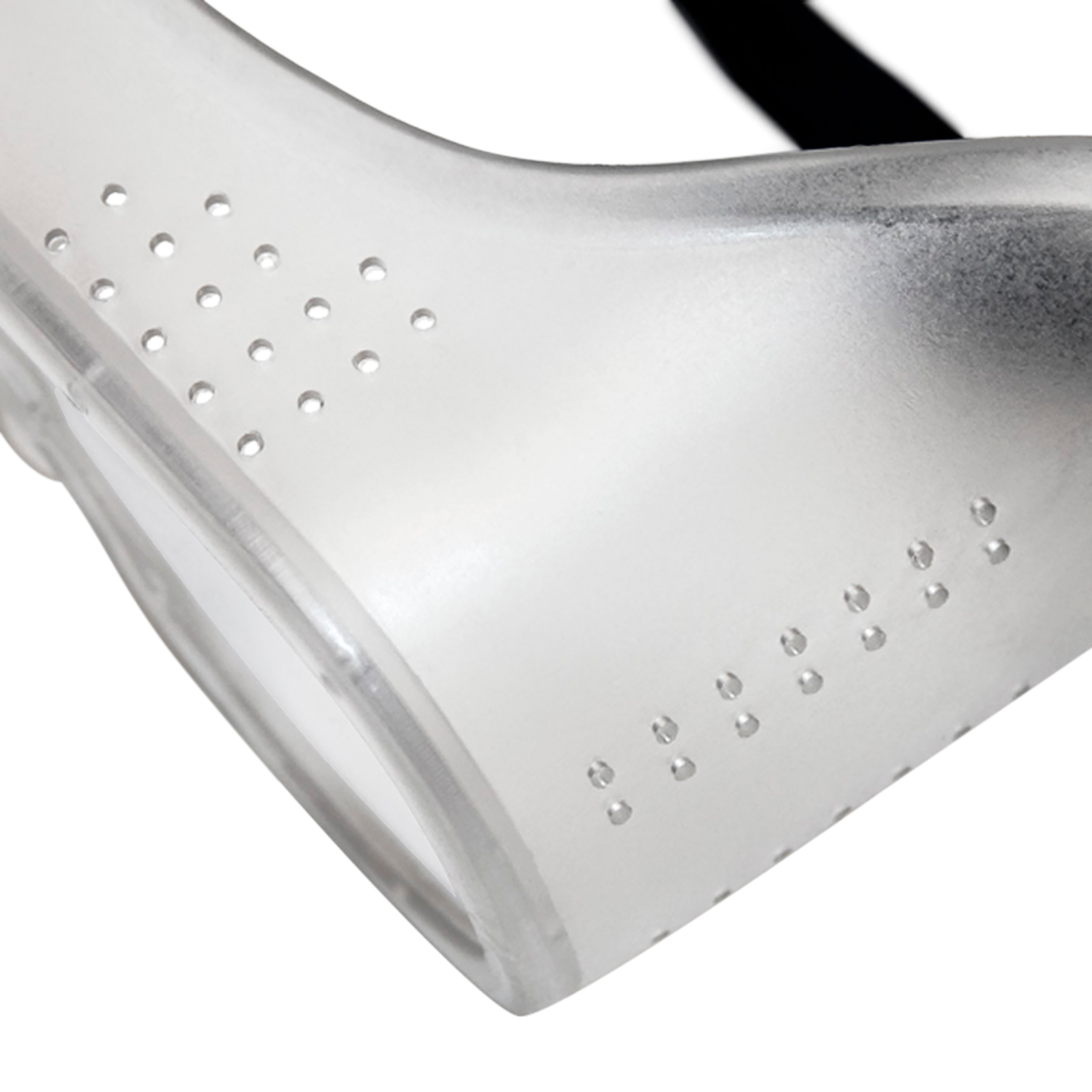 Close-up shows the vent holes of the JORESTECH safety goggles for high impact protection